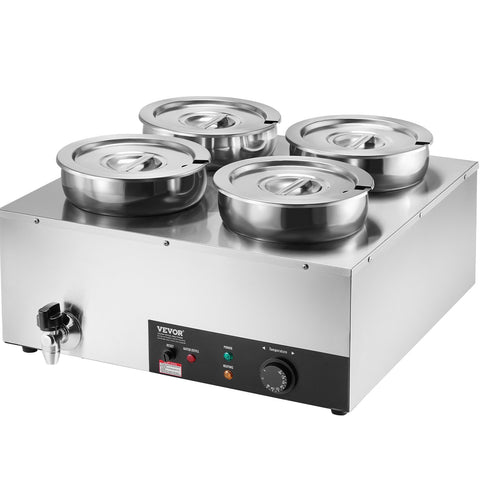 VEVOR Commercial Soup Warmer Soup Station with 4*7.4Qt Pot Soup Kettle Warmer