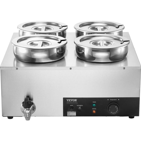 VEVOR Commercial Soup Warmer Soup Station with 4*7.4Qt Pot Soup Kettle Warmer