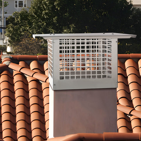 Chimney Cap 304.8 x 304.8mm, 304 Stainless Steel Fireplace Chimney Cover, Not Easily Toppled & Practical Accessories & Easy Installation, Fits Mesh Flue Covers Outside Clay Flue Shingles, Silver