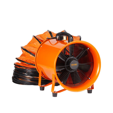 Portable Ventilator, 254mm/10inch Heavy Duty Cylinder Fan with 5m Duct Hose, 255W Strong Shop Exhaust Blower 1720CFM, Industrial Utility Blower for Sucking Dust, Smoke, Smoke Home/Workplace