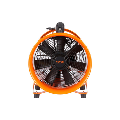 Portable Ventilator, 254mm/10inch Heavy Duty Cylinder Fan with 5m Duct Hose, 255W Strong Shop Exhaust Blower 1720CFM, Industrial Utility Blower for Sucking Dust, Smoke, Smoke Home/Workplace