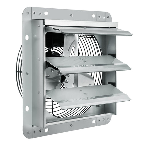 Shutter Exhaust Fan, 254 mm High-speed 1400RPM 753 CFM, Aluminum Wall Mount Attic Fan with AC-motor, Ventilation and Cooling for Greenhouses, Garages, Sheds, Shops