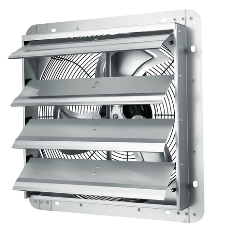 Shutter Exhaust Fan, 406 mm High-speed 1400RPM 1506 CFM, Aluminum Wall Mount Attic Fan with AC-motor, Ventilation and Cooling for Greenhouses, Garages, Sheds, Shops
