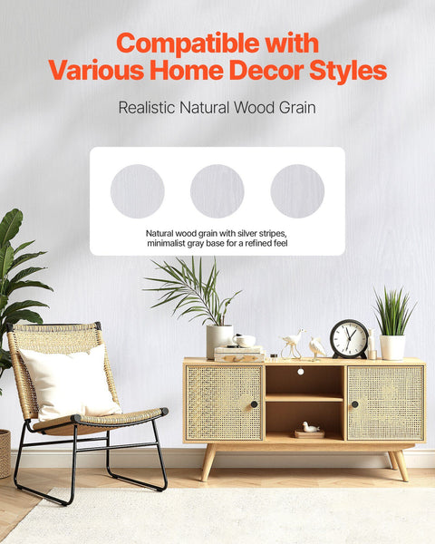 Peel and Stick Wallpaper, 45cm x 10m Contact Paper White Wood Grain Waterpoof Self Adhesive, Easy to Clean & Peel Wall Decorative Vinyl Roll for Bedroom Kitchen Office Bathroom Desk