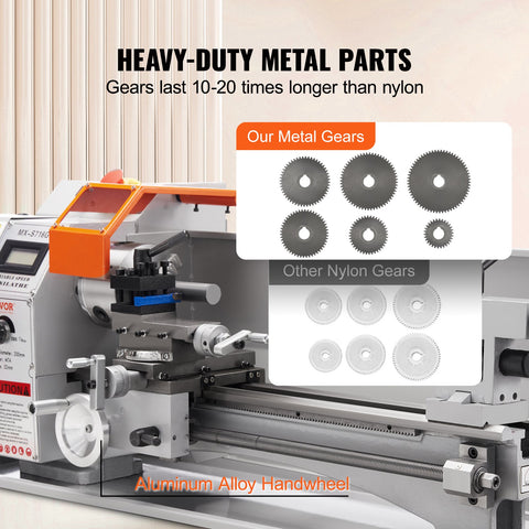 VEVOR Mini Metal Lathe Machine, 180 x 400 mm, 800W Precision Benchtop Power Metal Lathe, 150-2500 RPM Continuously Variable Speed, with 3-jaw Metal Chuck Tool Box for Processing Precision Parts