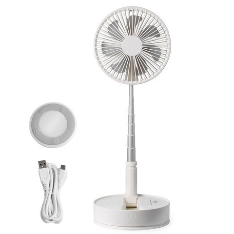 VEVOR 8 Inch Foldable Oscillating Standing Fan with Remote Control, 4 Speed Adjustable Portable Desk Quiet Fan, 7200mah Rechargeable USB Small Fan, Folded Rotating Floor Fan for Bedroom Office Travel