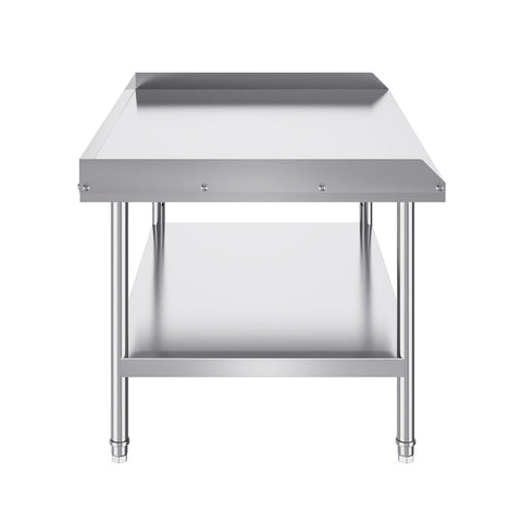 Stainless Steel Work Table, 762 x 1219 x 660 mm Commercial Food Prep Worktable, 3-Sided Backsplash Heavy Duty Prep Worktable, Metal Work Table with Adjustable Height for Restaurant Home Hotel