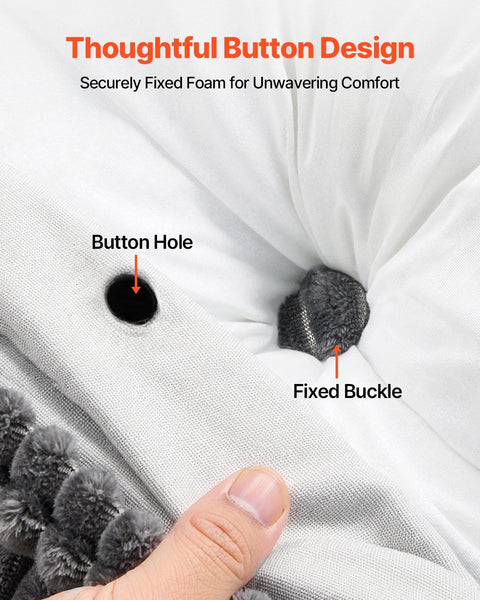 Headboard Pillow, King Size Wedge Headboard Pillow with 2 Side Pockets and 2 Headrests, Bed Wedge Pillow with Washable Flannel Cloth, for Reading, Gaming, Resting, Working in Bed, Grey