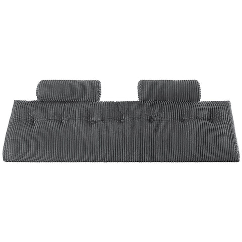 Headboard Pillow, King Size Wedge Headboard Pillow with 2 Side Pockets and 2 Headrests, Bed Wedge Pillow with Washable Flannel Cloth, for Reading, Gaming, Resting, Working in Bed, Grey