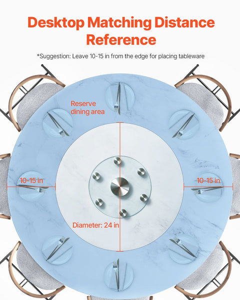 76.8 cm Glass Lazy Susan Turntable, Tempered Glass Dining Table Centerpiece with 6 Rotating Wheels, 360° Smooth & Silent Spin Tabletop Rotating Tray, for Family Gatherings, Banquets & Weddings