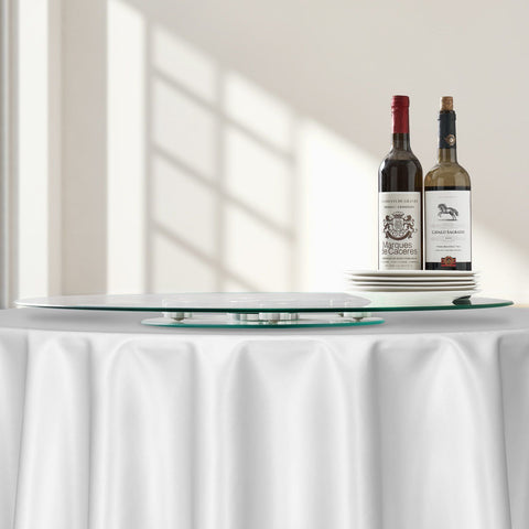 76.8 cm Glass Lazy Susan Turntable, Tempered Glass Dining Table Centerpiece with 6 Rotating Wheels, 360° Smooth & Silent Spin Tabletop Rotating Tray, for Family Gatherings, Banquets & Weddings