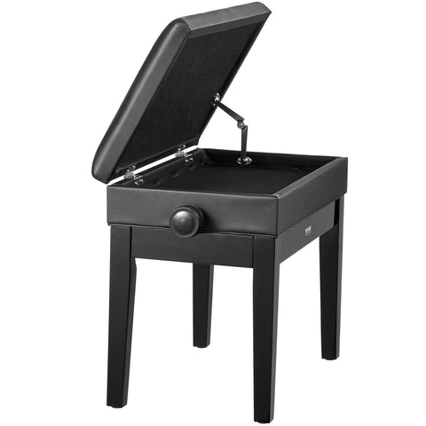Piano Bench, Keyboard Piano Chair with 19.3"-22.8" Adjustable Height, Padded Cushion, Storage Compartment for Music Books, Heavy Duty Wooden Piano Stool Seat, for Vanity, Living Room, Bedroom