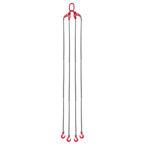 Chain Sling, 10mm x 3 m Lifting Chains with 4 Leg Grab Hooks, Heavy Duty G80 Alloy Steel Lifting Sling, 10.4 Ton Capacity, Adjustable Engine Chain Hoist Lifts for Cargo Security Towing
