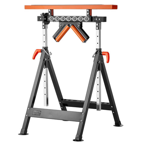 4-in-1 Roller Stand, 220 kg Load Capacity, 838.2-1270 mm Adjustable Height, Folding Heavy Duty with Rack & Multi-directional Roller Head, for Table Saw Outfeed Woodworking Extension Support