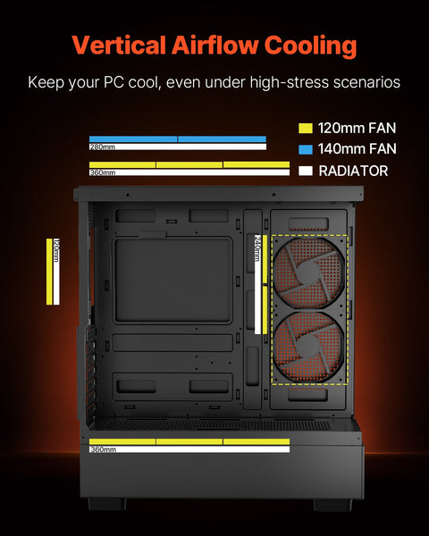 Mid-Tower ATX PC Gaming Case Computer Case with 6 x 120 mm PWM ARGB Fans