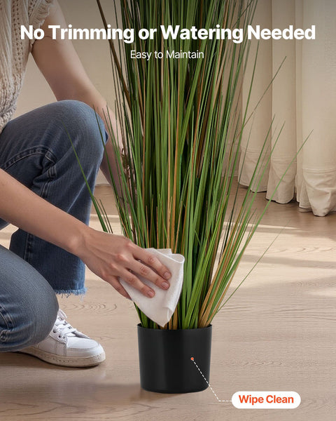 Artificial Grass Plant, 2 Pack 1499mm Horsetail Reed Grass in Pot, Premium PVC Faux Fake Greenery Shrubs Plant for Indoor Outdoor House Home Garden Office Room Décor, Housewarming, Green