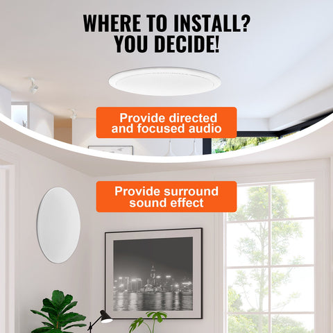 165.1 mm in Ceiling Speakers, 150-Watts, Flush Mount Ceiling & in-Wall Speakers System with 8ΩImpedance 89dB Sensitivity, for Home Kitchen Living Room Bedroom or Covered Outdoor Porches, Single