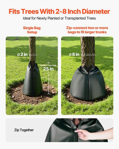 75.7 L Tree Watering Bags, 4 Pack 3-4 Hours Slow Release Gator Bags for Trees, Heavy Duty PE Tree Drip Irrigation Bag with Zipper, Durable & Reusable Deep Root Shrub Watering Bag