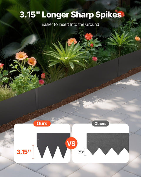 Steel Landscape Edging, 3 Packs 1016 x 203 mm Rust-Resistant Metal Landscape Edging, Bendable Garden Edging Border, Heavy Duty Lawn Edging, Easy-to-Install, Flower Bed Yard Pathway Divider Black