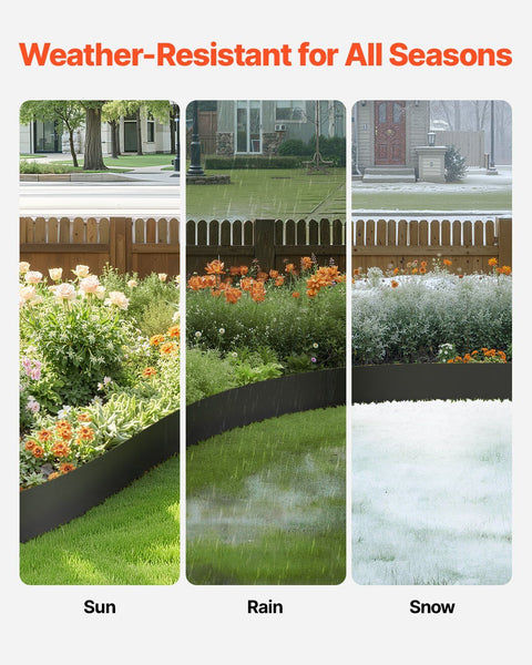 Steel Landscape Edging, 3 Packs 1016 x 203 mm Rust-Resistant Metal Landscape Edging, Bendable Garden Edging Border, Heavy Duty Lawn Edging, Easy-to-Install, Flower Bed Yard Pathway Divider Black