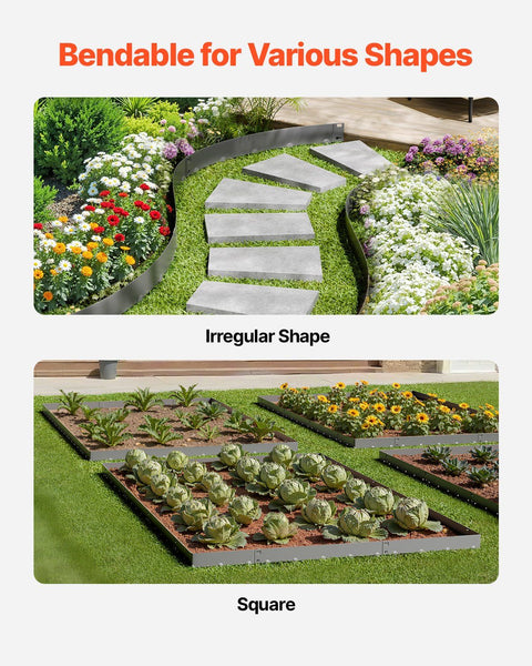 Steel Landscape Edging, 5 Packs 990 x 156 mm Rust-Resistant Metal Landscape Edging, Bendable Garden Edging Border, Heavy Duty Lawn Edging, Easy-to-Install, Flower Bed Yard Pathway Divider Dark Gray
