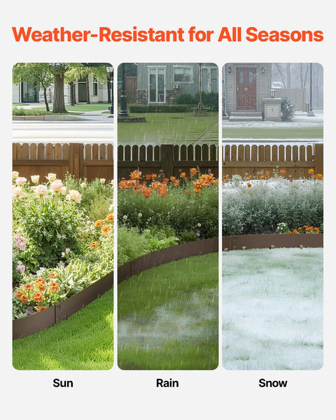 Steel Landscape Edging, 5 Packs 990 x 156 mm Rust-Resistant Metal Landscape Edging, Bendable Garden Edging Border, Heavy Duty Lawn Edging, Easy-to-Install, Flower Bed Yard Pathway Divider Brown