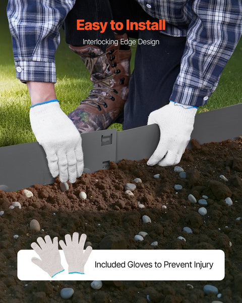 Steel Landscape Edging, 5 Packs 990 x 207 mm Rust-Resistant Metal Landscape Edging, Bendable Garden Edging Border, Heavy Duty Lawn Edging, Easy-to-Install, Flower Bed Yard Pathway Divider Dark Gray