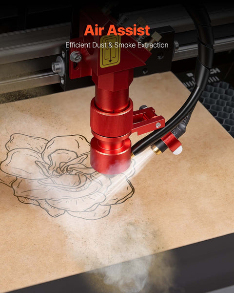 45W CO2 Laser Engraver, 300 x 200 mm, Desktop CO2 Laser Engraver Cutter Machine with Rotary Axis, Air Assist, Engraving Machine Compatible with LightBurn CorelDRAW GRBL, for Wood Acrylic Glass