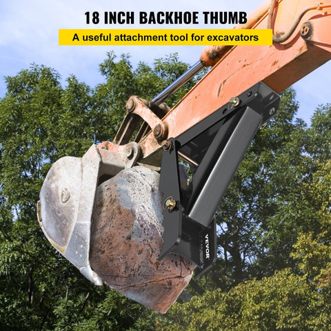 45.7 cm Backhoe Thumb, 12 mm Teeth Thickness Heavy Duty Excavator Thumb, Black Steel Weld On Thumb Attachments with 12mm Bolt-On Design Adjustable Mechanical Thumb for Backhoe/Excavator