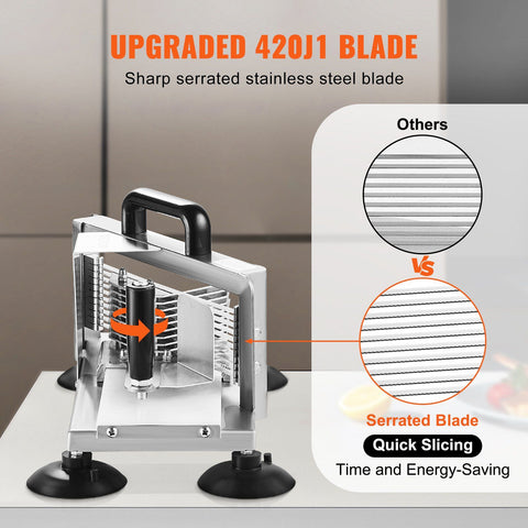 Commercial Tomato Slicer, 1/4 inch Tomato Cutter Slicer, Stainless Steel Heavy Duty Tomato Slicer Machine, Manual Tomato Slicer with Non-slip Feet, for Cutting Tomatoes, Cucumbers, Bananas