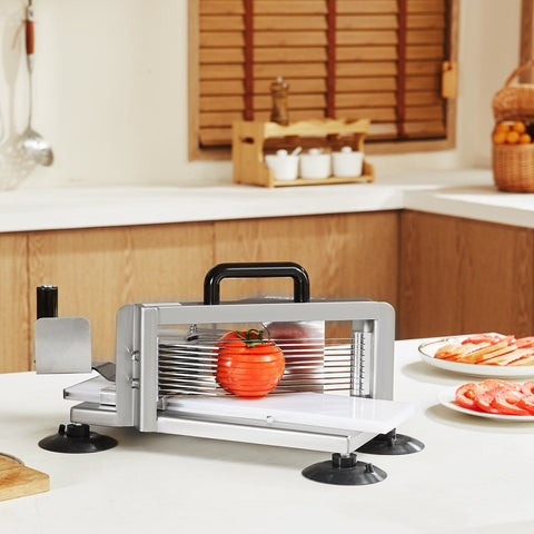 Commercial Tomato Slicer, 1/4 inch Tomato Cutter Slicer, Stainless Steel Heavy Duty Tomato Slicer Machine, Manual Tomato Slicer with Non-slip Feet, for Cutting Tomatoes, Cucumbers, Bananas