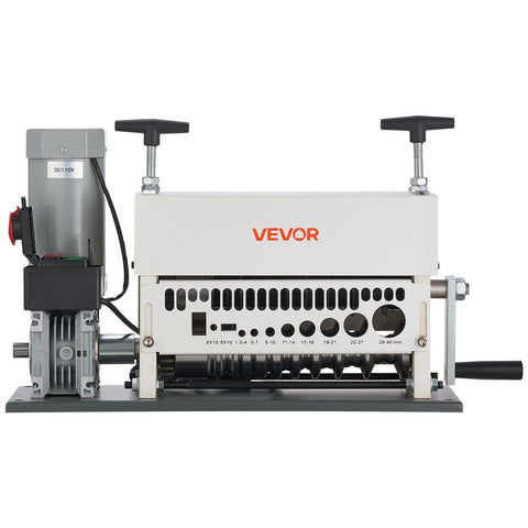 Electric Wire Stripper Machine, 1.5-40 mm, 11 Channel Automatic Copper Cable Stripper, 370W Wire Stripper Tool with Manual Hand Crank Mode, Emergency Stop Button, for Scrap Copper Recycling