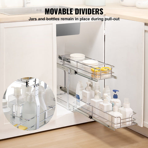 215 x 533 x 385mm  Pull Out Cabinet Organizer, Heavy Duty Slide Out Pantry Shelves, Steel Roll Out Drawers, Sliding Drawer Storage for Home Under Sink, 245 x 563 x 485 mm Install Size for Cabinet