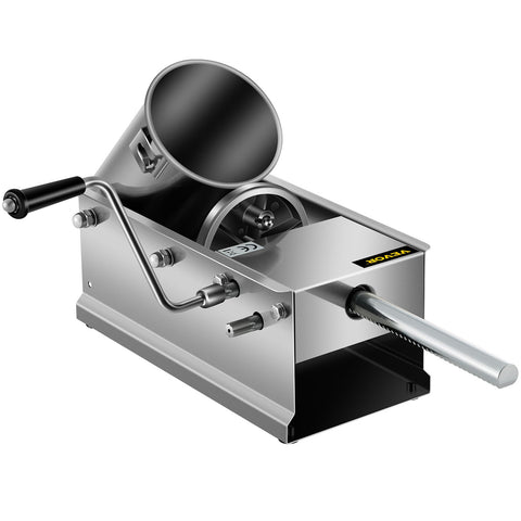 VEVOR Manual Sausage Stuffer, 3 L / 7 LBS Horizontal Sausage Machine, Dual-Speed Meat Stuffer, Made of Food-Grade 304 Stainless Steel, Includes 5 Stuffing Tubes, for Home Kitchen Restaurant Commercial