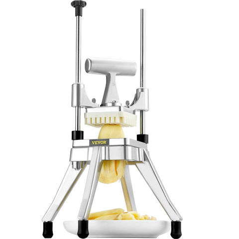 Commercial Vegetable Fruit Chopper, Stainless Steel French Fry Cutter with 4 Blades 1/4" 3/8" 1/2", 6-wedge Slicer, Chopper Dicer with Tray, Heavy Duty Cutter for Potato Tomato Onion Mushroom
