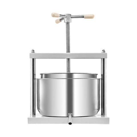 3.17 Gal/12L Fruit Wine Press, 2 Stainless Steel Barrels, Manual Juice Maker, Cider Apple Grape Tincture Honey Olive Oil Making Press with Triangular Handle for Outdoor Kitchen Home