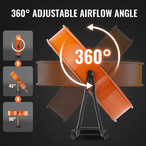 Drum Fan 24 Inch High Velocity Industrial Use 3-Speed Timer for Warehouse