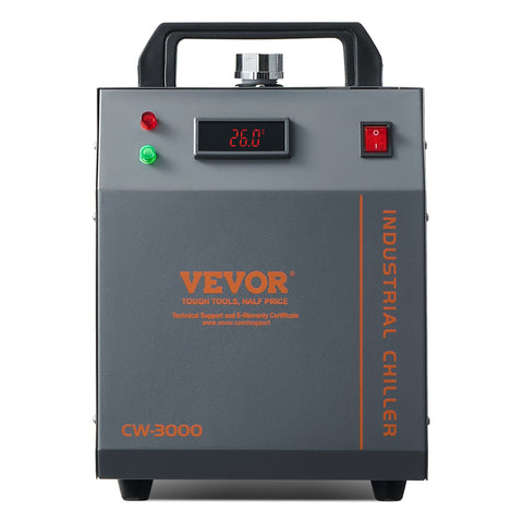 VEVOR Industrial Water Chiller, CW-3000, 80W Air-Cooled Industrial Water Cooler Cooling System with 12 L Water Tank Capacity 12 L/min Maximum Flow Rate, for Laser Engraving Machine Cooling Machine