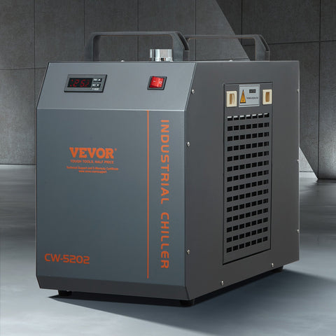 VEVOR Industrial Water Chiller, CW-5202, Industrial Water Cooler Cooling System with Built-in Compressor 7L Water Tank Capacity 18 L/min Max Flow Rate, for CO2 Laser Engraving Machine Cooling Machine