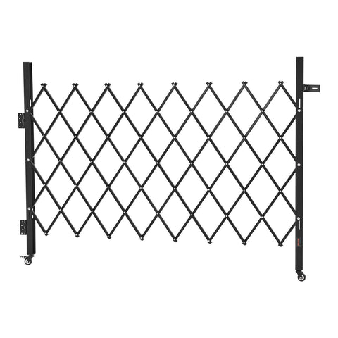 Single Folding Security Gate, Lockable Scissor Gate with 360 degree Swivel Casters, Outdoor Barricade Steel Retractable Gates, for Entry Security, Garage, Warehouse & Pool, 1700 x 1310 mm (W x H)