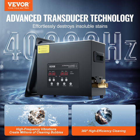VEVOR 6L Ultra Sonic Cleaner, 180W Digital Ultrasonic Cleaning Machine with Gentle Mode & Upgraded Degassing, 40kHz Industrial Ultrasound Cleaner with Heater & Timer for Retainer, Jewelry, Tools