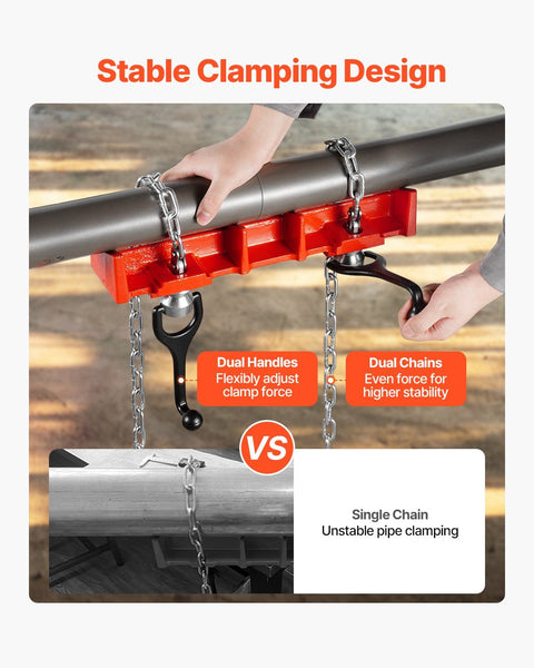 Pipe Welding Vise, 1/2 to 8-inch Pipe Welding Clamp with Dual Chains & Crank Handles, Heavy-Duty Cast Iron Welding Vise for a Variety of Pipes