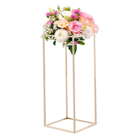 Wedding Flower Stand, 10PCS 60cm Column Flower Stand, Floral Stands with Hidden Screw, Rectangular Cubic Floral Display Rack for Wedding, Party, Birthday, Home, Gold Centerpiece Stands