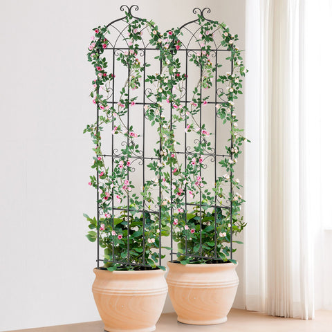 Garden Trellis for Climbing Plants, 87 x 20 in, 4 Packs Rustproof Metal Garden Flower Trellis, Outdoor Climbing Rose Trellis Cucumbers Support, Decorative Clematis Trellis for Courtyards Lawns