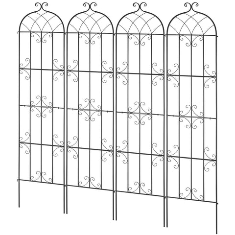 Garden Trellis for Climbing Plants, 87 x 20 in, 4 Packs Rustproof Metal Garden Flower Trellis, Outdoor Climbing Rose Trellis Cucumbers Support, Decorative Clematis Trellis for Courtyards Lawns