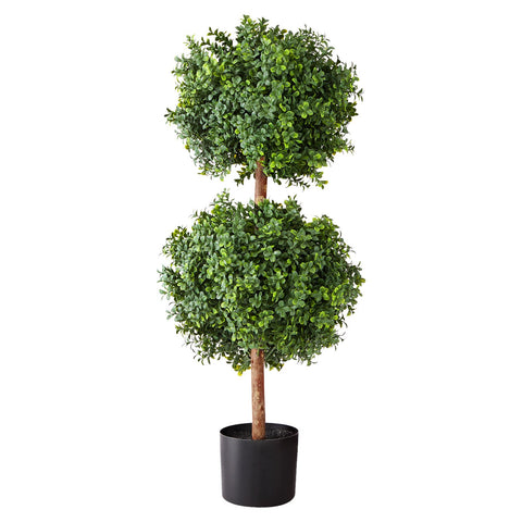 Artificial Topiary Boxwood Double Ball, 2 Set 914mm Faux Boxwood Plant Balls, Fake Silk Tree Look Real, Easy Assembly for Decor Front Porch Outdoor Patio Garden Balcony Backyard Indoor