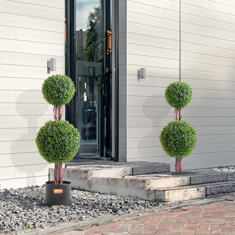 2 Pack 91.4cm Artificial Boxwood Topiary Tree Faux Plant UV Decor In/Outdoor