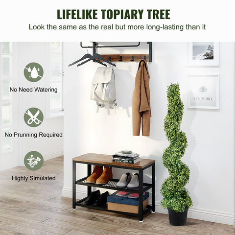 Artificial Topiaries Boxwood Trees, 10cm Tall (2 Pieces) Faux Topiary Plant Outdoor, All-year Green Feaux Plant w/ Replaceable Leaves for Decorative Indoor/Outdoor/Garden