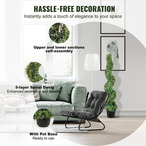 Artificial Topiaries Boxwood Trees, 10cm Tall (2 Pieces) Faux Topiary Plant Outdoor, All-year Green Feaux Plant w/ Replaceable Leaves for Decorative Indoor/Outdoor/Garden