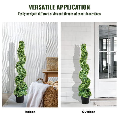 Artificial Topiaries Boxwood Trees, 10cm Tall (2 Pieces) Faux Topiary Plant Outdoor, All-year Green Feaux Plant w/ Replaceable Leaves for Decorative Indoor/Outdoor/Garden
